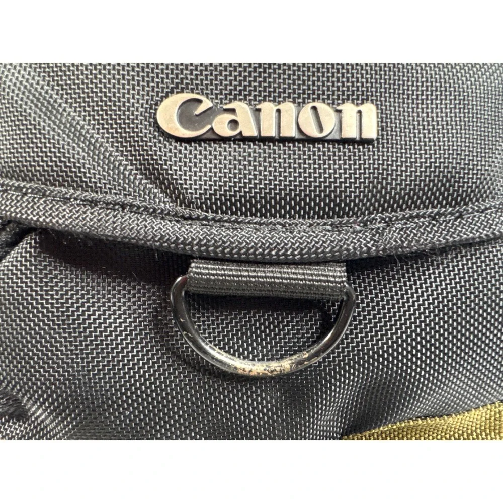Canon Camera Bag Black Olive Green Nylon Shoulder Case with Padded Dividers